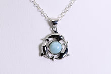 Load image into Gallery viewer, Sterling and Larimar dophin pendant