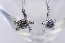 Load image into Gallery viewer, Sterling and abalone turtle earrings