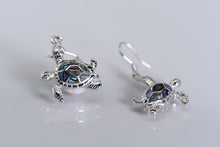 Load image into Gallery viewer, Sterling and abalone turtle earrings