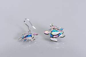 Sterling and mosaic opal turtle earrings
