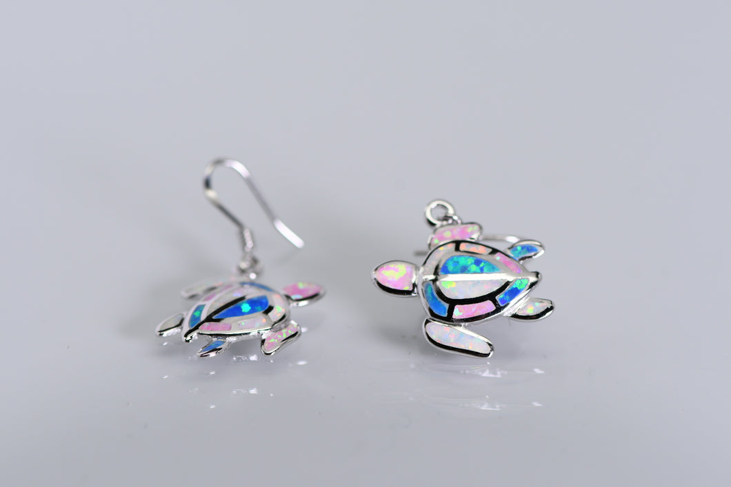 Sterling and mosaic opal turtle earrings