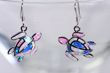 Load image into Gallery viewer, Sterling and mosaic opal turtle earrings