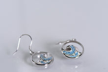 Load image into Gallery viewer, Sterling and blue topaz wave earrings