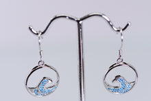 Load image into Gallery viewer, Sterling and blue topaz wave earrings