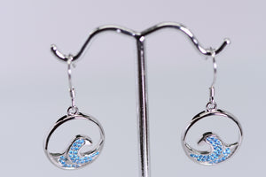 Sterling and blue topaz wave earrings