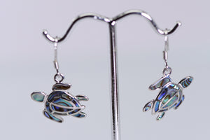 Sterling and mosaic abalone turtle earrings