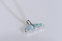 Load image into Gallery viewer, Sterling and larimar whale tale pendant