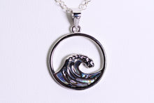 Load image into Gallery viewer, Sterling and abalone wave pendant