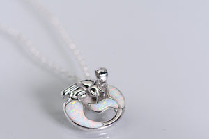 Sterling and white opal mermaid pendant