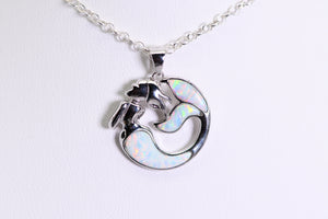 Sterling and white opal mermaid pendant