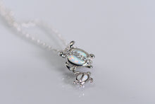 Load image into Gallery viewer, Sterling and opal double turtle pendant