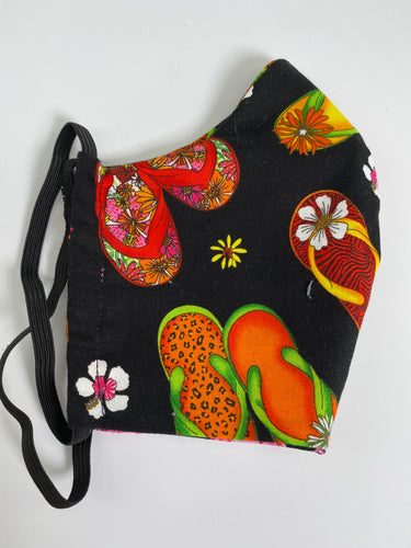 Beach Sandals on Black - face mask