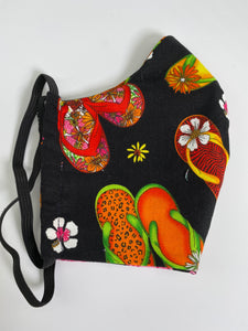 Beach Sandals on Black - face mask