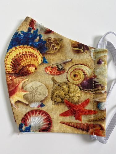 Sandy Beach and shells face mask