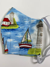 Load image into Gallery viewer, Lighthouses and Sailboats face mask