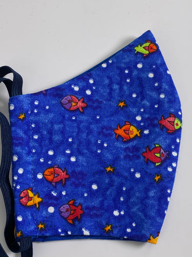 Little fish on blue face mask