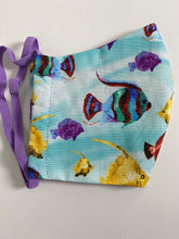 Load image into Gallery viewer, Tropical Fish on light blue face mask