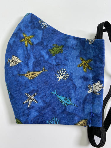 Sail Fish, turtles, starfish, coral  face mask