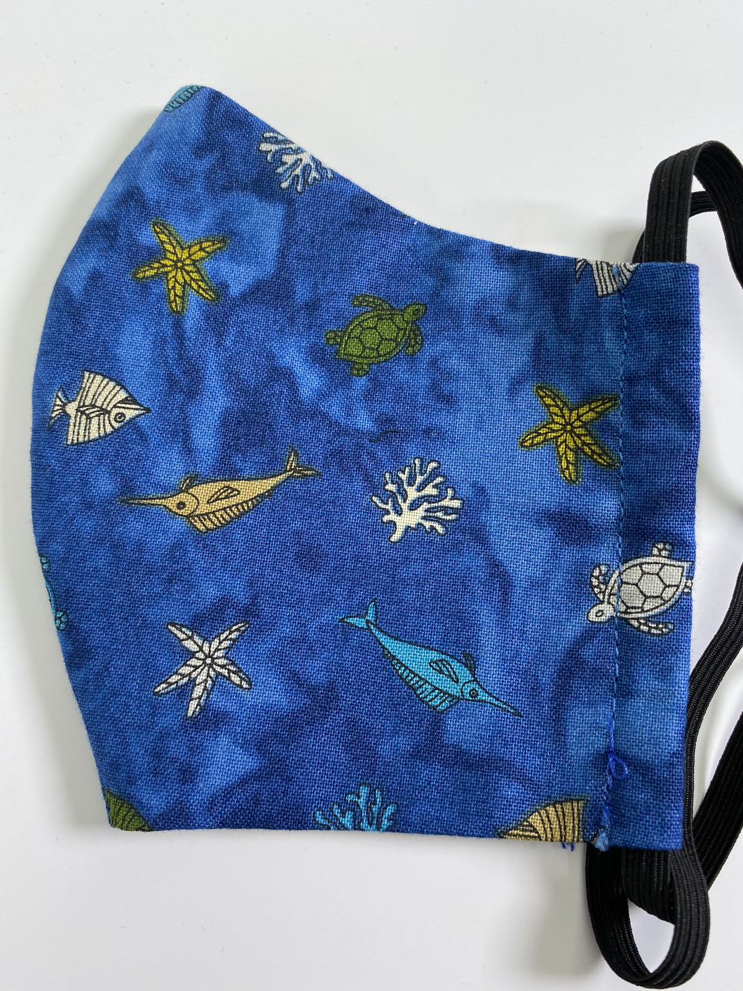 Sail Fish, turtles, starfish, coral  face mask