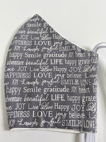 Love, smile, laugh, joy, happy, gratitude dream, believe - Inspirational - face mask