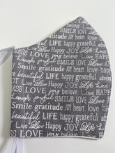 Load image into Gallery viewer, Love, smile, laugh, joy, happy, gratitude dream, believe - Inspirational - face mask