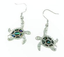 Load image into Gallery viewer, Sterling and abalone turtle earrings