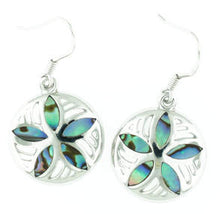 Load image into Gallery viewer, Sterling and abalone sand dollar earrings