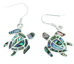 Sterling and mosaic abalone turtle earrings