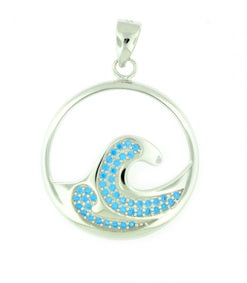 Sterling and blue topaz wave pendant