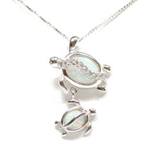 Load image into Gallery viewer, Sterling and opal double turtle pendant