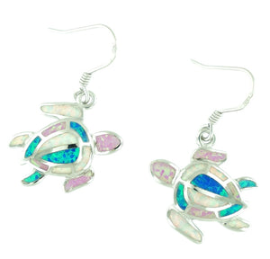Sterling and mosaic opal turtle earrings