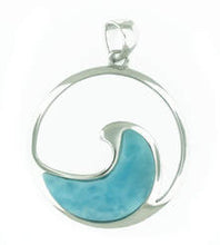 Load image into Gallery viewer, Sterling and Larimar wave pendant