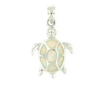 Load image into Gallery viewer, Sterling and white opal small turtle pendant